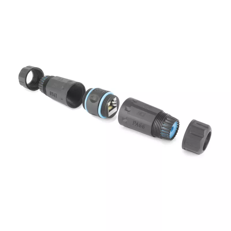 ACT Ekranowana złączka przelotowa CAT6A Outdoor IP68 RJ45 SD6522, Cat6A Ekranowana liniowa złączka Ethernet