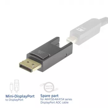 ACT Adapter zastępczy Mini DisplayPort na DisplayPort do aktywnych kabli optycznych DisplayPort z odłączanym złączem