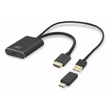 ACT Adapter HDMI na USB Typu C żeński, 4K@60Hz. Długość kabla: 0,25 m, Złącze 1: USB Typu C, Złącze 2: HDMI + USB. Ilość w opakowaniu: 1 szt.