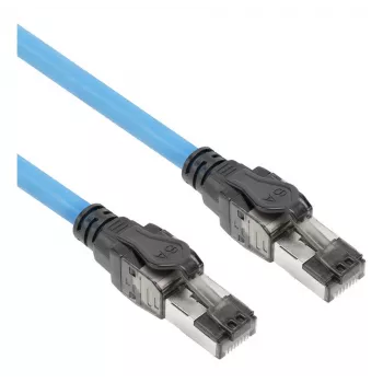 ACT Niebieski 35 metrów S/FTP CAT6A B2ca PoE++ 100W solidny kabel instalacyjny prefabrykowany, RJ45 męski – męski