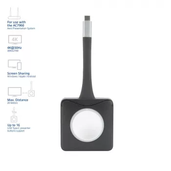 ACT Aero 4K Presenter Button, Zestaw przycisków, Czarny, 1 szt., 3840 x 2160, Aero 4K Wireless Presentation System, 0 - 40 °C