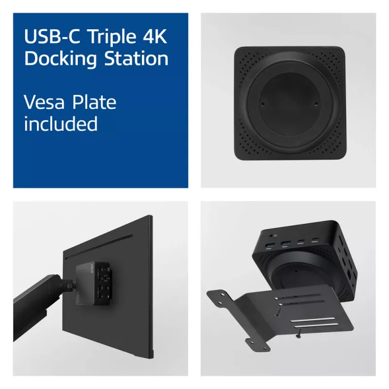 Uniwersalna stacja dokująca ACT USB-C 4K, do 3 monitorów HDMI/DisplayPort, DisplayLink