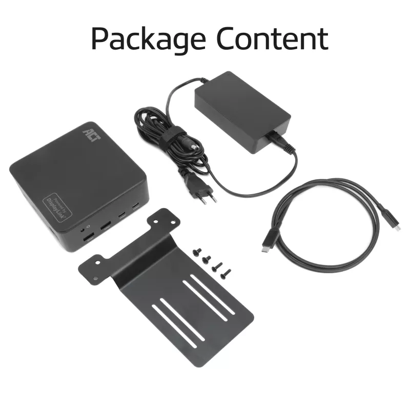 Uniwersalna stacja dokująca ACT USB-C 4K, do 3 monitorów HDMI/DisplayPort, DisplayLink