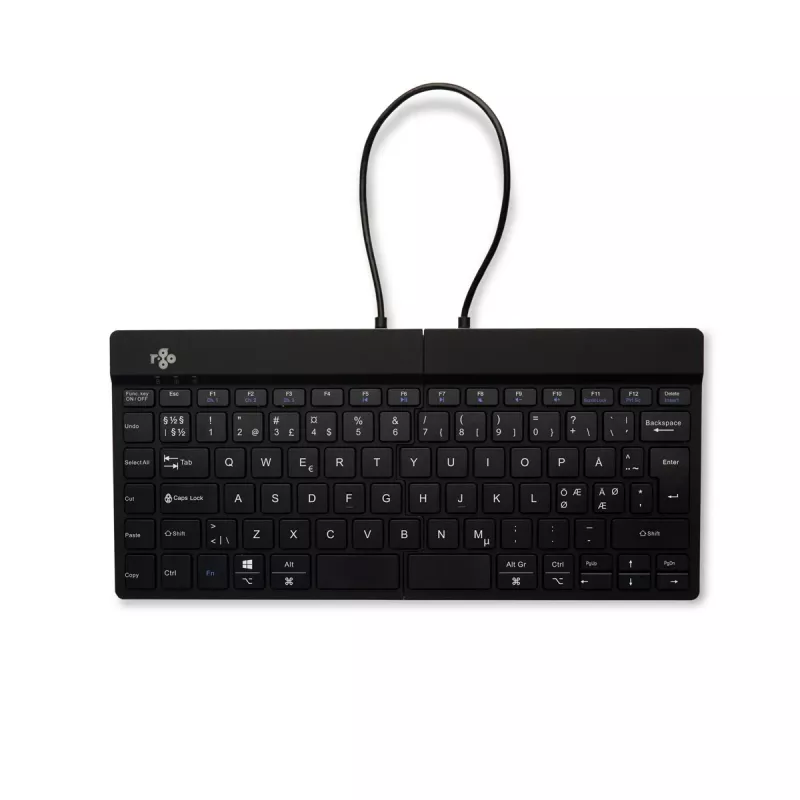 R-Go Tools Ergonomiczny klawiatura R-Go Split Break z oprogramowaniem break, ergonomiczna klawiatura dzielona, QWERTY (NORDYCKI), Bluetooth, czarna