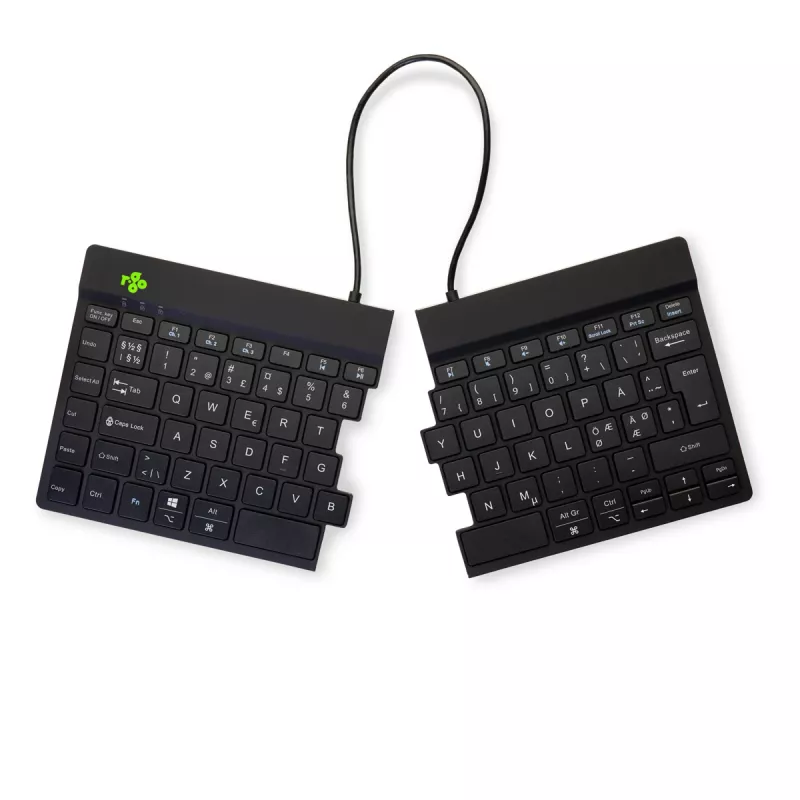 R-Go Tools Ergonomiczny klawiatura R-Go Split Break z oprogramowaniem break, ergonomiczna klawiatura dzielona, QWERTY (NORDYCKI), Bluetooth, czarna