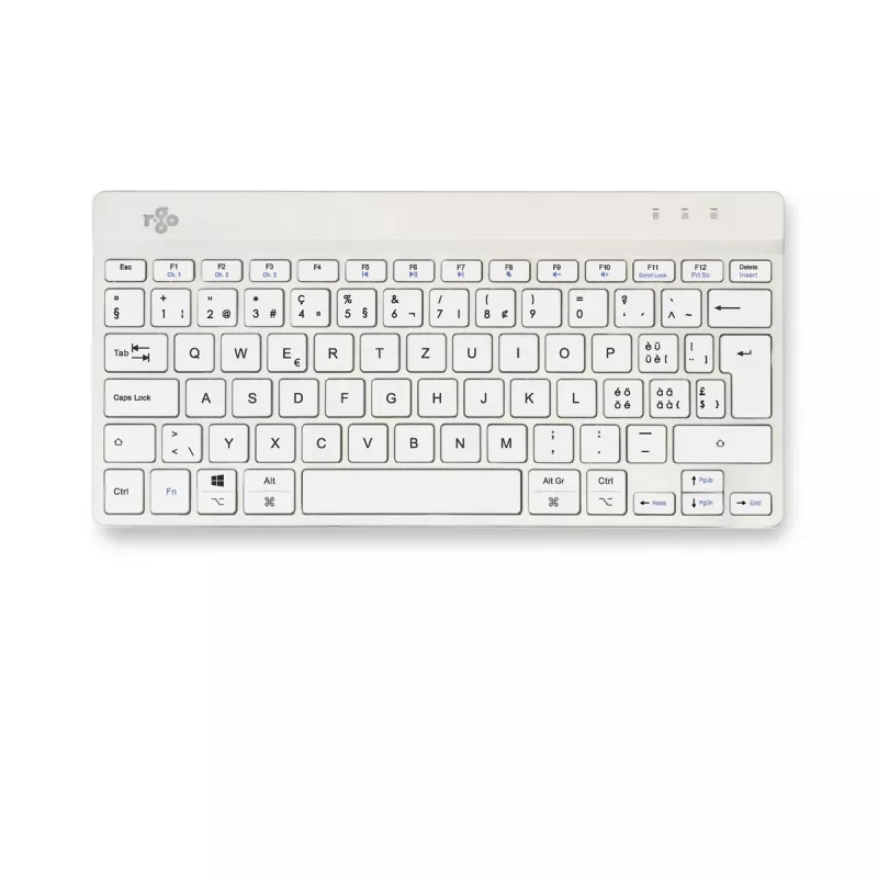 R-Go Tools Ergonomiczna klawiatura R-Go Compact Break, kompaktowa klawiatura z oprogramowaniem do przerw, QWERTZ (CH), Bluetooth, biała