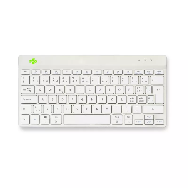 R-Go Tools Ergonomiczna klawiatura R-Go Compact Break, kompaktowa klawiatura z oprogramowaniem do przerw, QWERTZ (CH), Bluetooth, biała