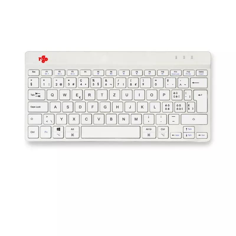 R-Go Tools Ergonomiczna klawiatura R-Go Compact Break, kompaktowa klawiatura z oprogramowaniem do przerw, QWERTZ (CH), Bluetooth, biała