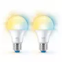 WiZ Bulb 60W A60 E27 x2, Inteligentna żarówka, Wi-Fi/Bluetooth, Biały, Wi-Fi 4 (802.11n), 802.11b, 802.11g, LED, E27