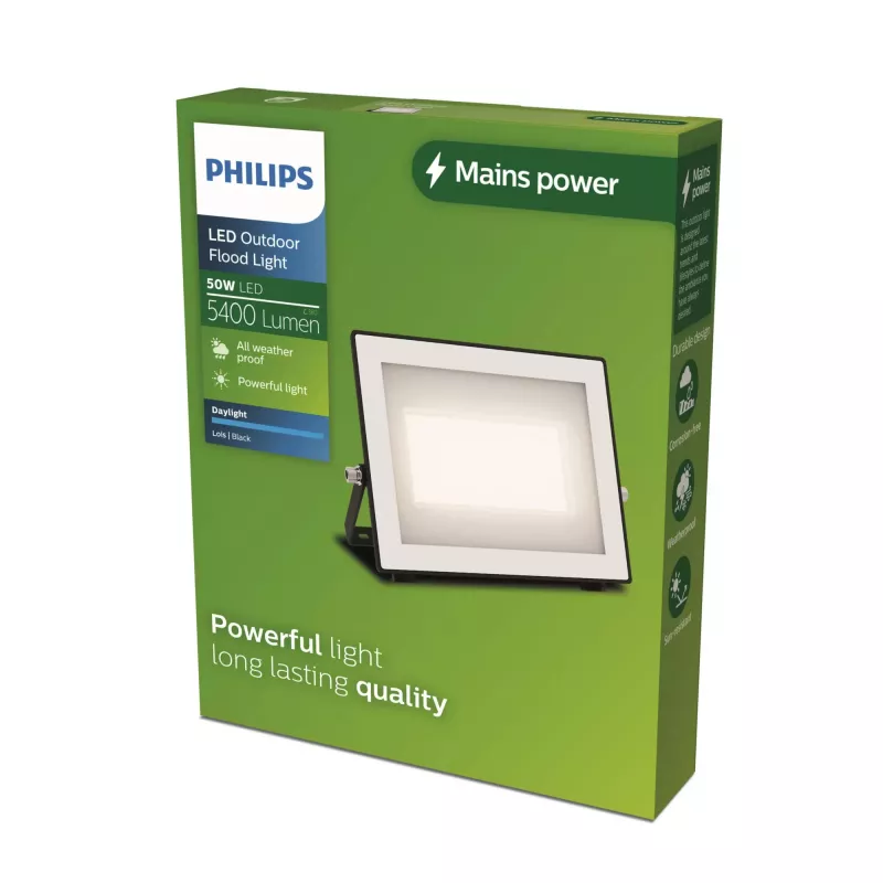 Oprawa oświetleniowa zewnętrzna ścienna Philips Lois 50 W LED, obudowa metalowa czarna, 220–240 V, stałe źródło LED