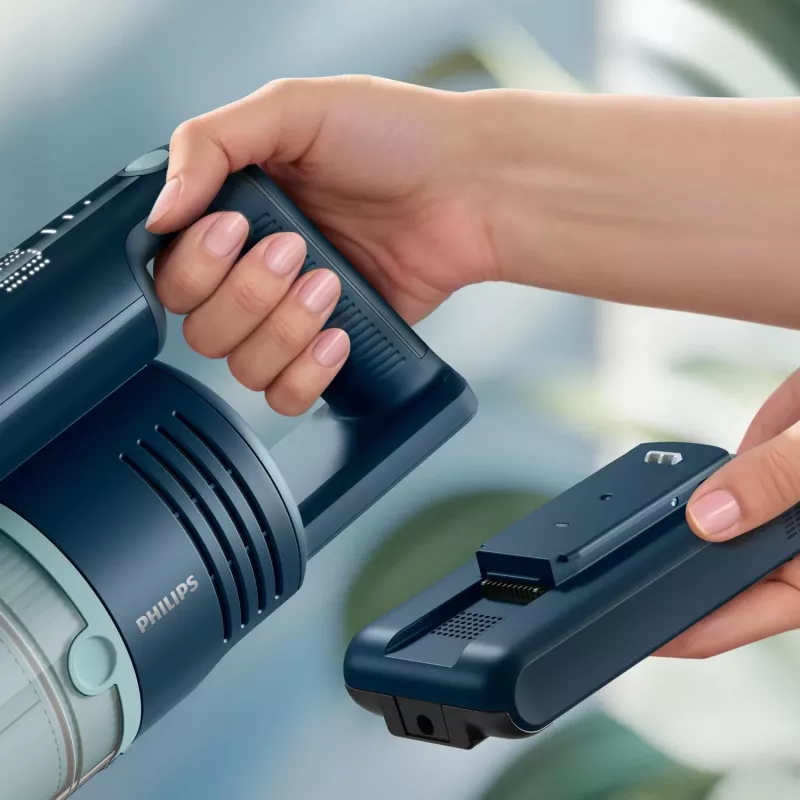 Odkurzacz pionowy Philips XC5242/10 — zasilany bateriami, bezworkowy, pojemnik na kurz 0,27 l, Li-Ion 25,2 V, do podłóg twardych i miękkich (Sage)
