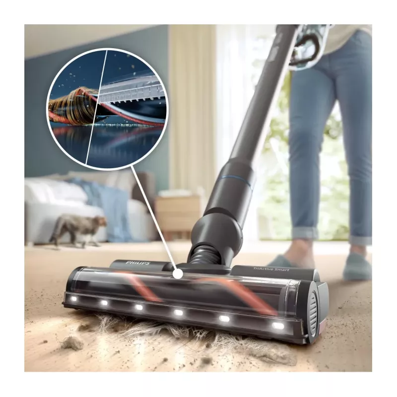 Odkurzacz pionowy 2 w 1 Philips XC8155/01 — bezprzewodowy odkurzacz sucho-mokry bezworkowy, 25,2 V, pojemnik na kurz 0,6 l, niebieski