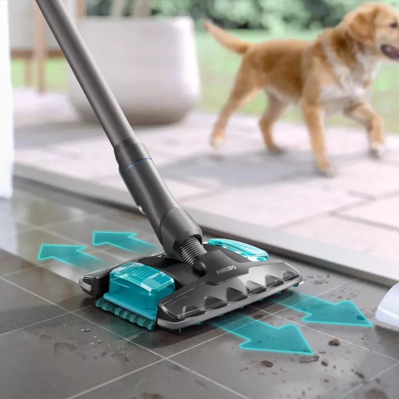 Odkurzacz pionowy 2 w 1 Philips XC8155/01 — bezprzewodowy odkurzacz sucho-mokry bezworkowy, 25,2 V, pojemnik na kurz 0,6 l, niebieski