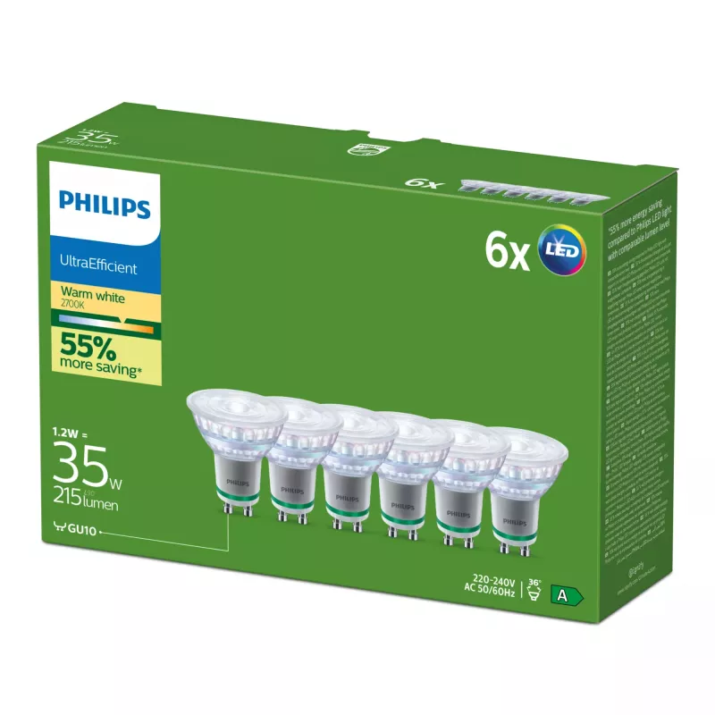 Żarówka LED Philips GU10 1,2 W 215 lm Ciepła biel 36° CRI 80