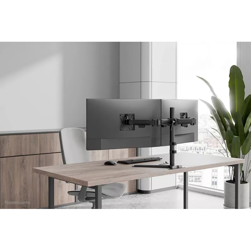 Stojak podwójny pod monitor Neomounts DS45-600BL2 do ekranów 10–32 cale, obsługa 2 wyświetlaczy, maks. 6 kg, VESA 75x75–100x100, wolnostojący, czarny
