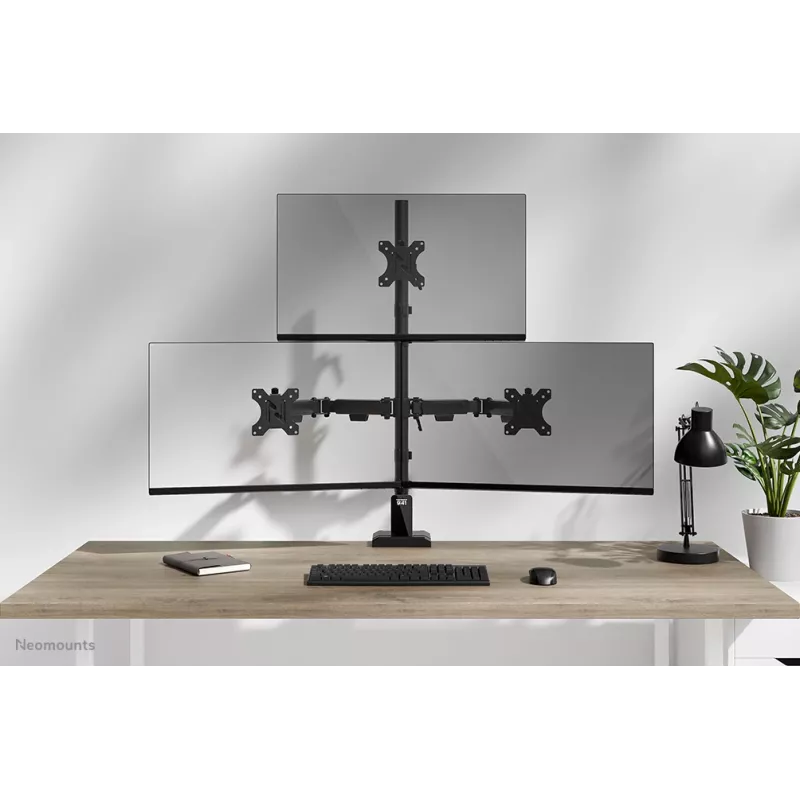 Neomounts DS60-600BL2-1 Potrójny uchwyt do monitora 10-32 cale, zacisk/przelotka, 9 kg, 25,4 cm (10 cali), 81,3 cm (32 cale), 100 x 100 mm, czarny