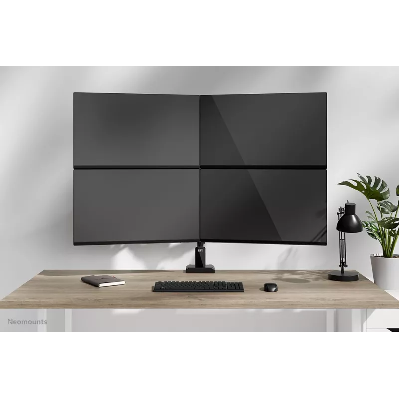 Poczwórne ramię do monitorów Neomounts DS60-600BL2-2 do ekranów 10–32 cale, VESA 75x75–100x100, maks. obciążenie 8 kg, obejma/przepust, czarny