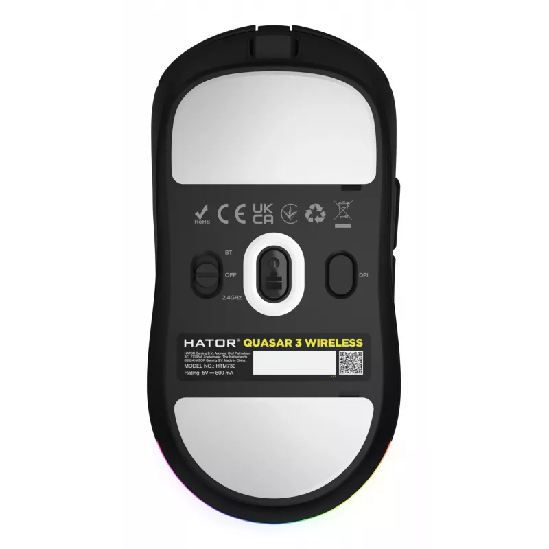 HATOR Quasar 3 Wireless mysz Gaming Symetryczna RF Wireless + Bluetooth + USB Typ-A Optyczna 12000 DPI