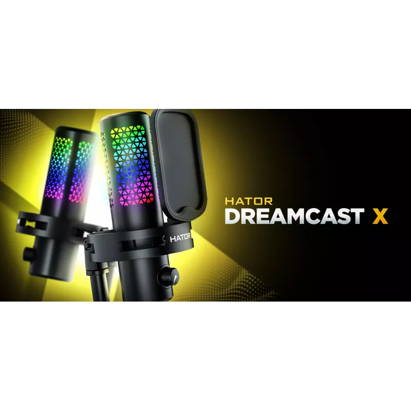 HATOR Dreamcast X, czarny, mikrofon podcastowy, -32 dB, 20 - 16000 Hz, 16 bit, 96 kHz, 70 dB