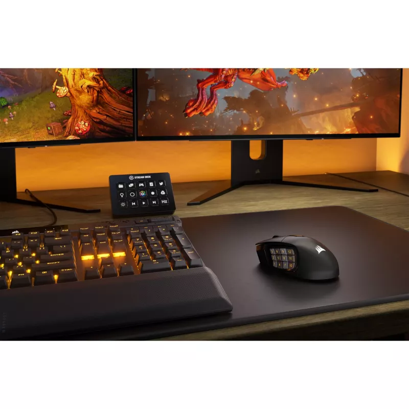 Corsair SCIMITAR ELITE WIRELESS mysz Gamingowa Praworęczna RF Wireless + Bluetooth + USB Typu C Optyczna 26000 DPI