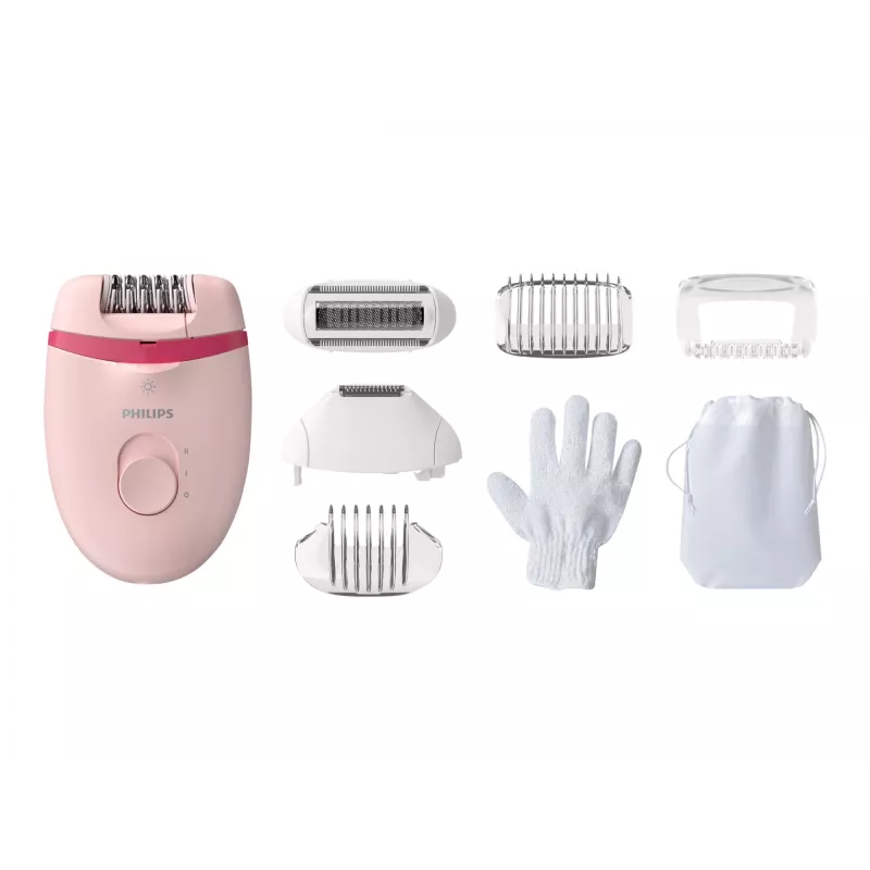 Philips Satinelle Essential BRE285/00 depilator przewodowy, biało-różowy