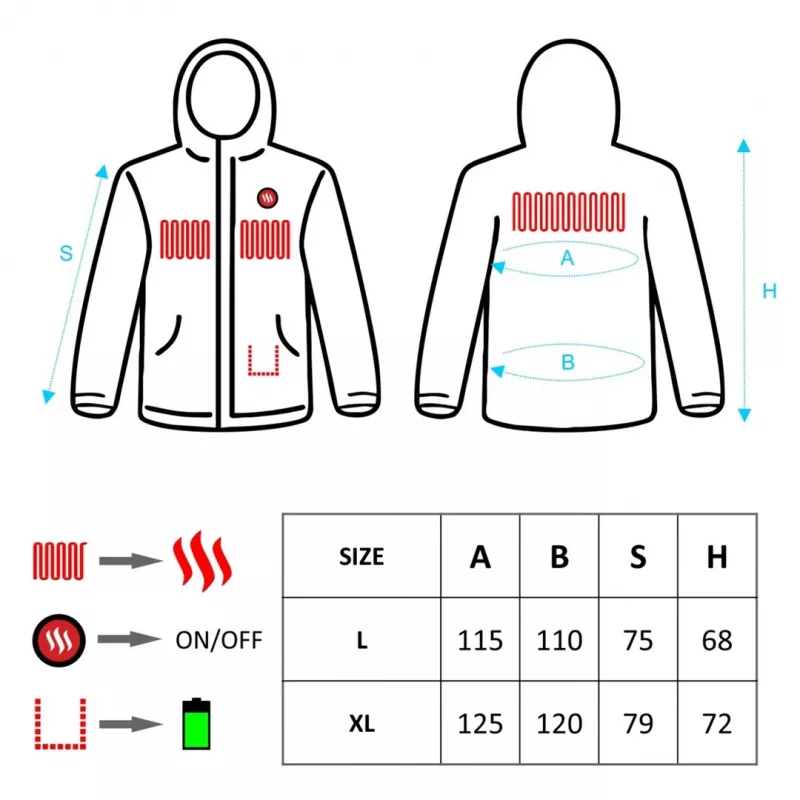 Podgrzewana kurtka męska, rozmiar: L, XL