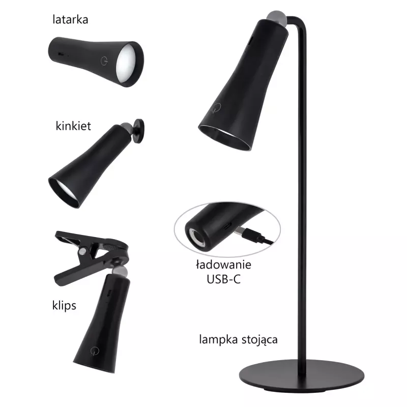 Activejet AJE-IDA 4IN1 lampa wielofunkcyjna, czarna