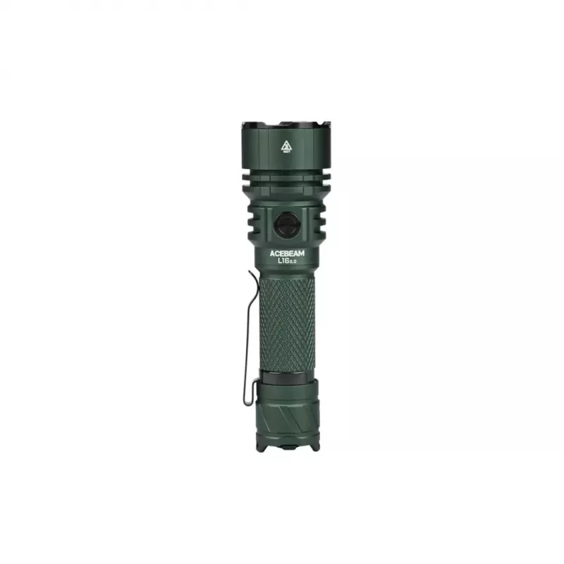 Latarka ręczna AceBeam L16 2.0 zielony — akumulatorowa 21700 Li‑Ion, 5000 mAh, do 2100 lm, IP68, 7 poziomów jasności