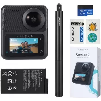 Kamera sportowa KanDao QooCam 3 Travel Combo — nagrywanie 360°, wideo 4K, obsługa 3D