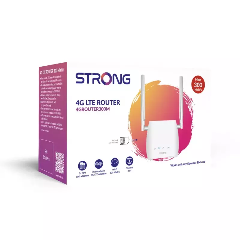 Router przenośny STRONG 300M Single‑band 2.4 GHz Wi‑Fi 4 (802.11n) Fast Ethernet 4G Biały