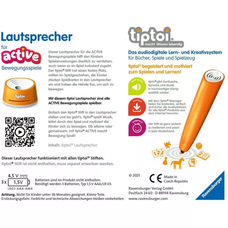 Głośnik Ravensburger tiptoi 00093 Wielokolorowy Bateria AAA