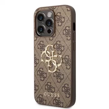 GUESS DŪklas Guess GUHCP15L4GMGBR iPhone 15 Pro 6.1 ruda | rude twarde etui 4G Big Metal Logo