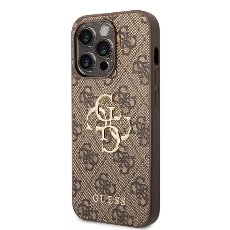 GUESS DŪklas Guess GUHCP15L4GMGBR iPhone 15 Pro 6.1 ruda | rude twarde etui 4G Big Metal Logo