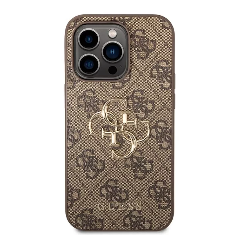 GUESS DŪklas Guess GUHCP15L4GMGBR iPhone 15 Pro 6.1 ruda | rude twarde etui 4G Big Metal Logo