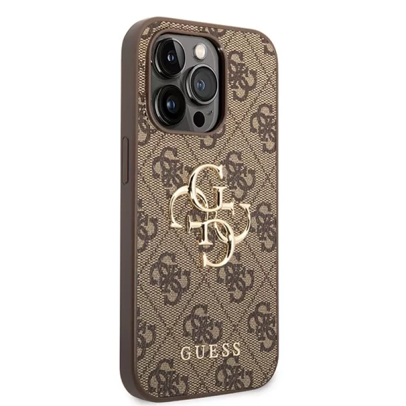 GUESS DŪklas Guess GUHCP15L4GMGBR iPhone 15 Pro 6.1 ruda | rude twarde etui 4G Big Metal Logo