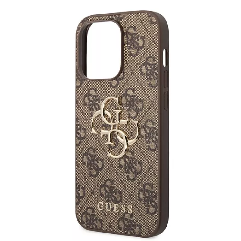 GUESS DŪklas Guess GUHCP15L4GMGBR iPhone 15 Pro 6.1 ruda | rude twarde etui 4G Big Metal Logo