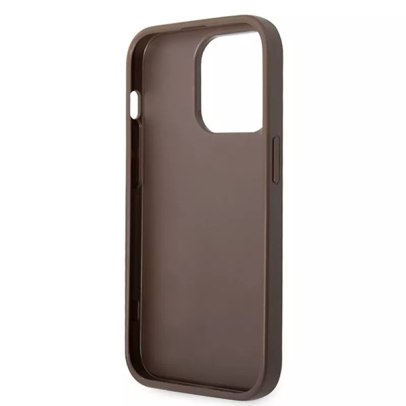 GUESS DŪklas Guess GUHCP15L4GMGBR iPhone 15 Pro 6.1 ruda | rude twarde etui 4G Big Metal Logo