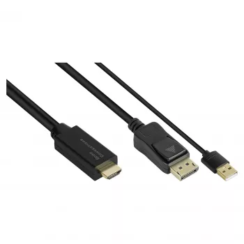 Alcasa HDMI-DP020 adapter kabla wideo 2 m HDMI Typ A DisplayPort Czarny