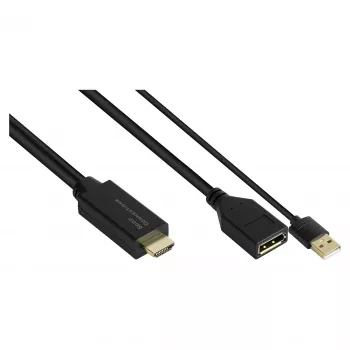 Alcasa HDMI-AD22 adapter kabla wideo 0,3 m HDMI typu A DisplayPort czarny