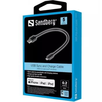 SANDBERG Lightning Adapter - USB männlich zu Lightning männlich - 20 cm - Schwarz - für Apple iPad/iPhone/iPod (Lightning)