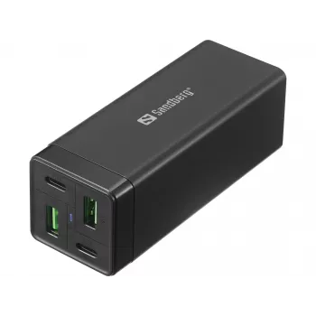Zasilacz SANDBERG - 65 W - 3,25 A - PD, QC - 4 porty wyjściowe (2 x USB, 2 x USB-C)