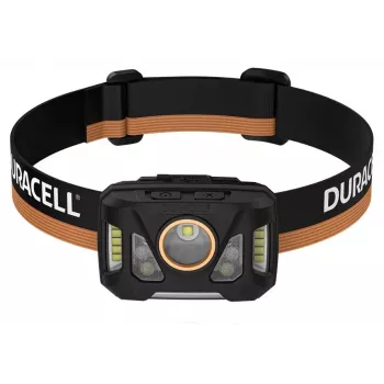 Lampa czołowa Duracell DH1000R — czarno-pomarańczowa, akumulatorowa, do pracy bez użycia rąk