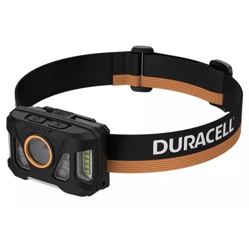 Lampa czołowa Duracell DH1000R — czarno-pomarańczowa, akumulatorowa, do pracy bez użycia rąk