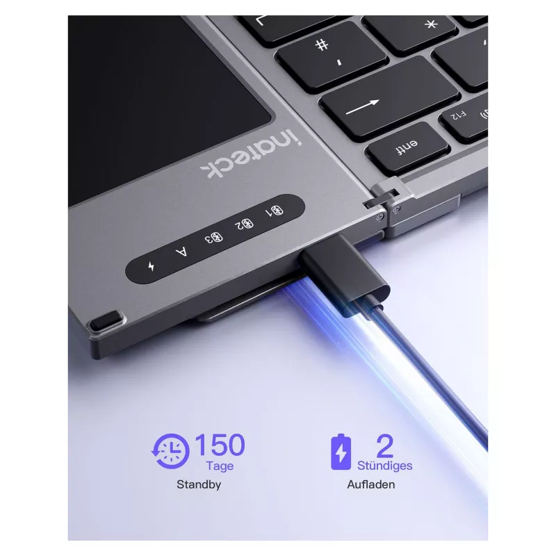 Inateck KB06101_STEEL GRAY klawiatura Domowa RF Wireless + Bluetooth QWERTZ Angielski Czarny