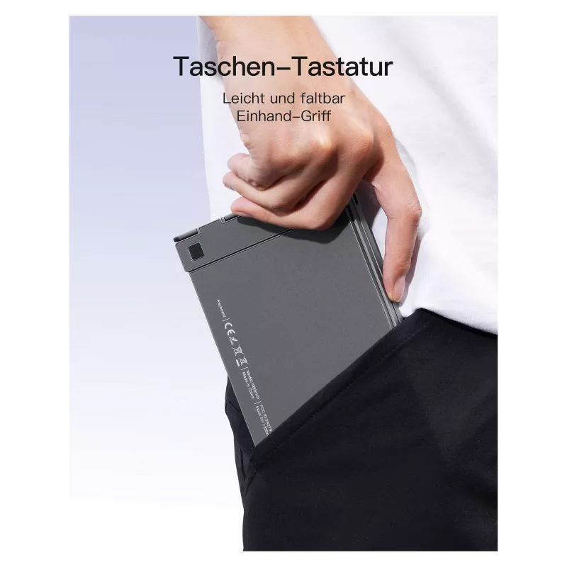 Inateck KB06101_STEEL GRAY klawiatura Domowa RF Wireless + Bluetooth QWERTZ Angielski Czarny