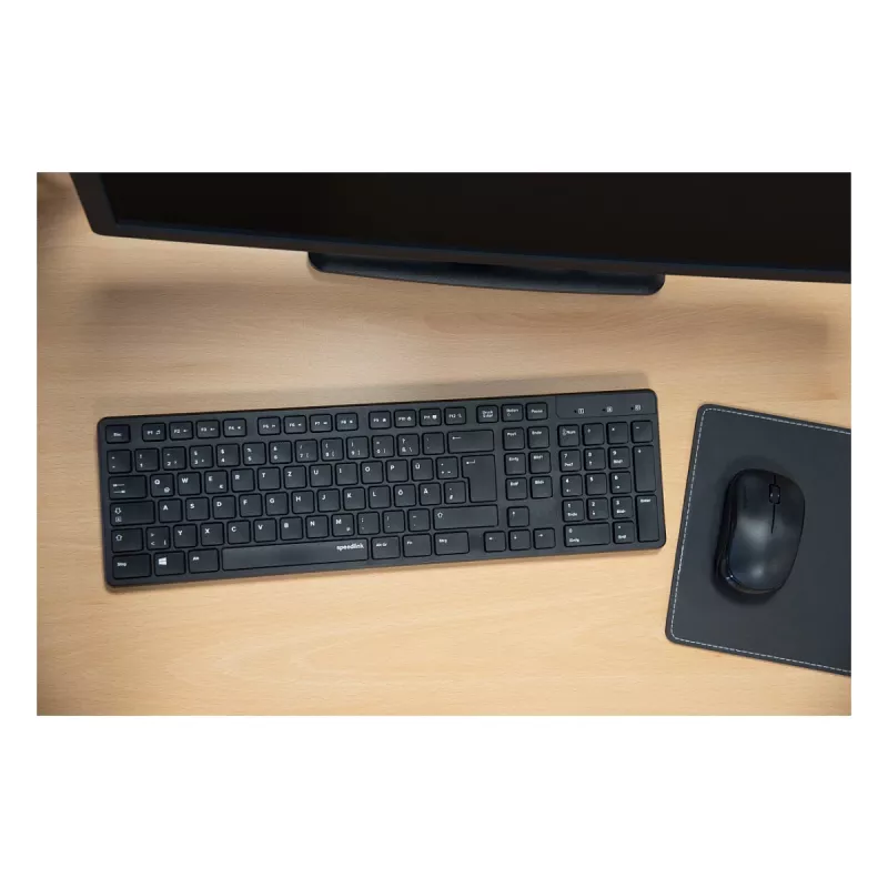 Bezprzewodowy zestaw klawiatura i mysz Speedlink SIGNIUM SL-640303-BK Czarny — układ DE, klawiatura i mysz bezprzewodowa
