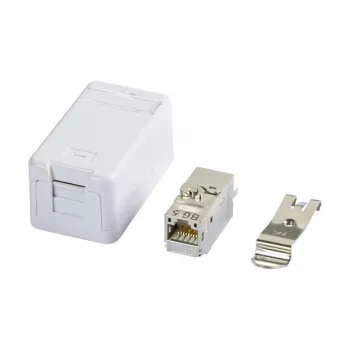 Płaski żeński łącznik RJ-45 BTR 130B21D1APL-E Cat6a biały płaski