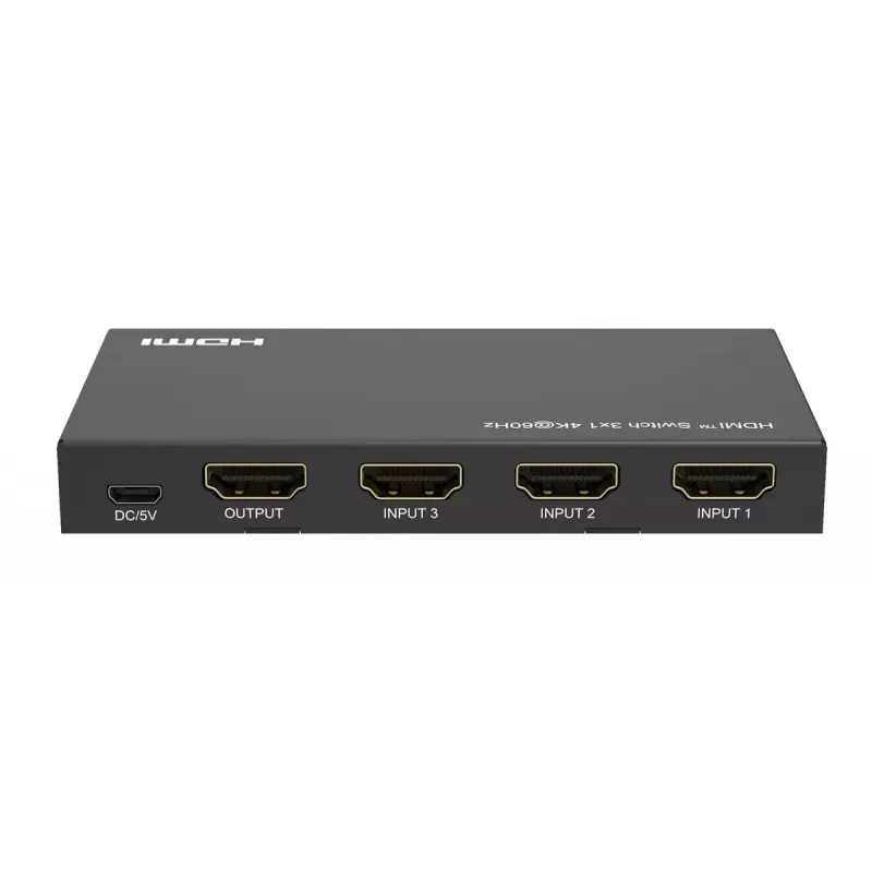 Przełącznik wideo MicroConnect MC-HDMISWITCH0301-4K 4K 60Hz Metalowy Czarny