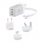 ALOGIC WCM3X67G ładowarka sieciowa do smartfonów i tabletów, 110–240 V, 2× USB‑C, szaro‑biała
