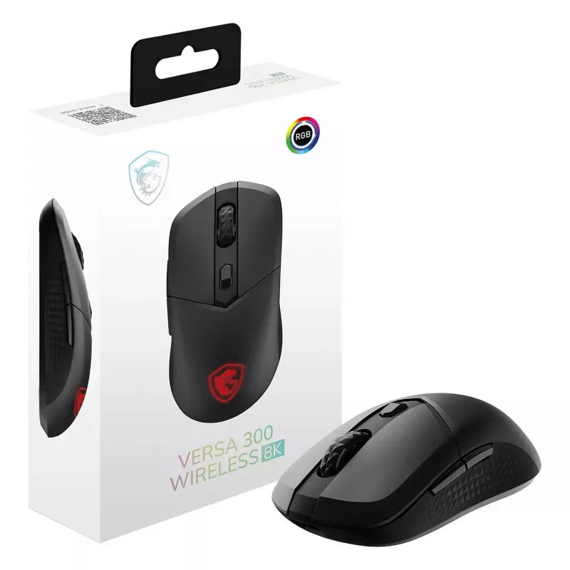 MSI VERSA 300 WIRELESS 8K Myszka gamingowa, symetryczna, optyczna, 2600 DPI, 6 przycisków, czarna